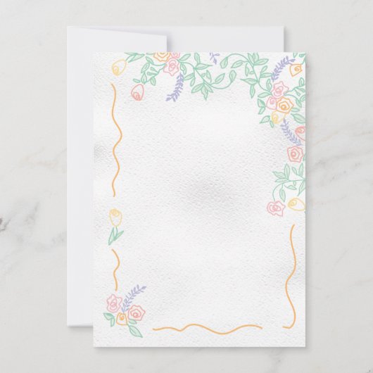 手描き甘い野生結婚の花 招待状 (裏面)