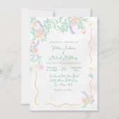 手描き甘い野生結婚の花 招待状 (正面)