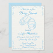 手描き男の赤ちゃんベビーシャワー招待状 招待状 (正面/裏面)