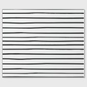 手描き白と黒のギフトストライプラップ ラッピングペーパー (フラット)