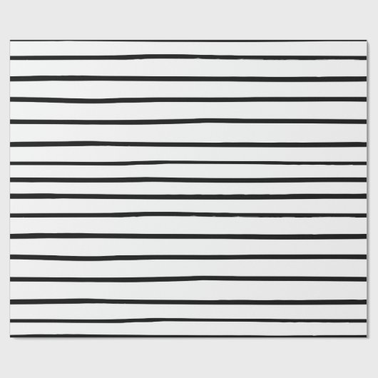 手描き白と黒のギフトストライプラップ ラッピングペーパー (フラット)