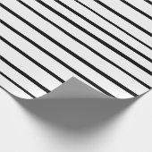 手描き白と黒のギフトストライプラップ ラッピングペーパー (角)