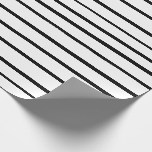 手描き白と黒のギフトストライプラップ ラッピングペーパー (角)