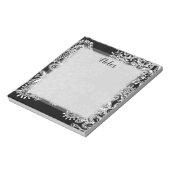 手描き白黒マンダラフラワーズドゥードル ノートパッド (回転)