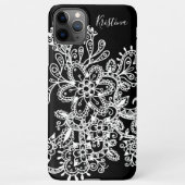 手描き白黒マンダラフラワーズドゥードル iPhoneケース (裏面)