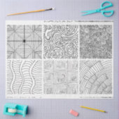 手描き白黒文様 薄葉紙 (クラフト)