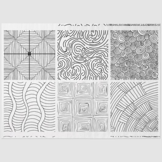 手描き白黒文様 薄葉紙 (正面)