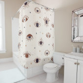 手描き目の神秘的なシームレスなパターン。イブードアイ シャワーカーテン (インサイチュ)