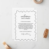 手描き目的地ウェディングウェルカムバッグメモ ノートカード (正面/裏面インサイチュ)