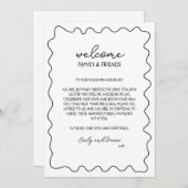 手描き目的地ウェディングウェルカムバッグメモ ノートカード (正面/裏面)