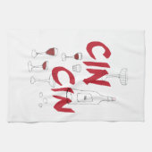 手描き眼鏡およびボトルシン文字 キッチンタオル (横)