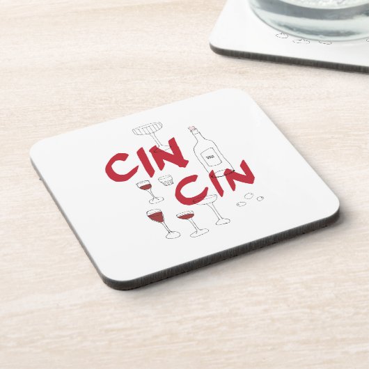 手描き眼鏡およびボトルシン文字 コースター (左側)