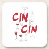 手描き眼鏡およびボトルシン文字 コースター (正面)