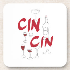 手描き眼鏡およびボトルシン文字 コースター