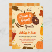 手描き秋カボチャのドーナツおむつ赤ちゃんシャワー 招待状 (正面/裏面)