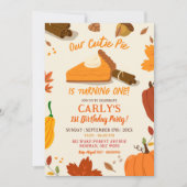 手描き秋パンプキンパイファースト誕生日 招待状 (正面)