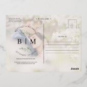 手描き箔貼りコラージュ Save The Date 箔招待状ポストカード (裏面)