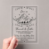 手描き素朴の山の星の空結婚の アクリル招待状 (インサイチュ (ポータブル))