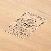 手描き素朴の山の星の空結婚の アクリル招待状 (レイダウン)