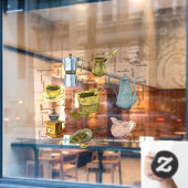 手描き素朴コーヒーショップアート ウィンドウサイン (カフェ窓)