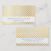 手描き素朴モダンなストライプ金ゴールド箔 名刺 (正面/裏面)