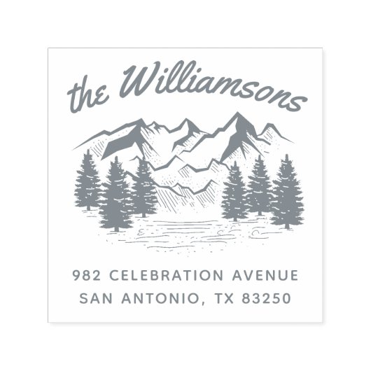 手描き素朴山&フォレスト差出人住所 セルフインキングスタンプ (デザイン)