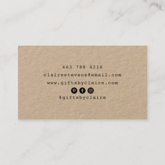 手描き素朴縁どな手モダン製クラフト 名刺 (裏面)