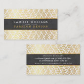 手描き素模様スタイリッシュ金ゴールド箔パネル 名刺 (正面/裏面)