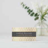 手描き素模様スタイリッシュ金ゴールド箔パネル 名刺 (スタンド正面)