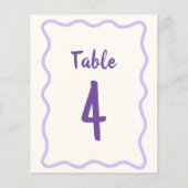 手描き紫はっきりしたブライダルシャワー表番号 (正面)