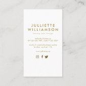 手描き結婚のケーキ金ゴールド&ホワイト 名刺 (裏面)