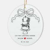 手描き結婚のケーキ セラミックオーナメント (左)