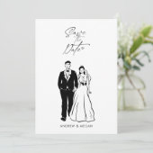 手描き結婚の新郎新婦 セーブザデート (スタンド正面)