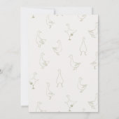 手描き緑のガチョウ間抜けギンガムベビーシャワー サンキューカード (裏面)