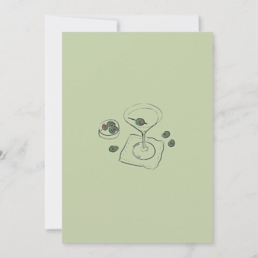 手描き緑の汚いマルティーニ大人誕生日 招待状 (裏面)