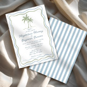 手描き緑の波打ちフレームパーム結婚ツリー 招待状