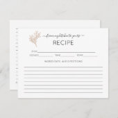 手描き緑ブライダルシャワーレシピカード エンクロージャーカード (正面/裏面)