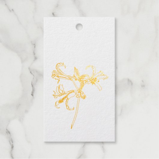 手描き線咲き百合花。 ギフトタグ (正面)