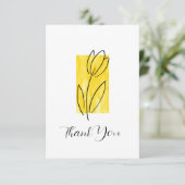 手描き線形チューリップ黄色の水色抽象芸術 サンキューカード (スタンド正面)