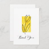 手描き線形チューリップ黄色の水色抽象芸術 サンキューカード (正面/裏面)