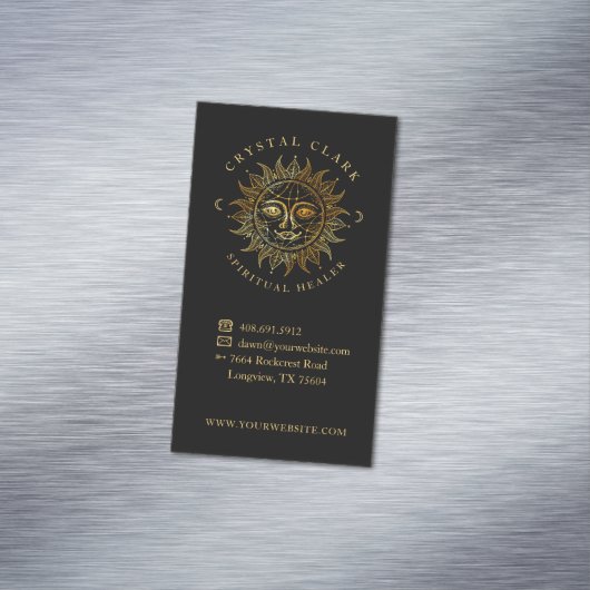 手描き美しい天空の太陽顔星 マグネット名刺 (インサイチュ)