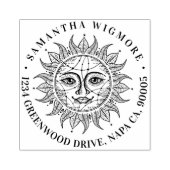 手描き美しい天空の太陽顔星 ラバースタンプ (インプリント)