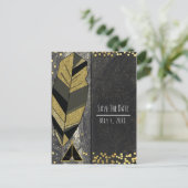 手描き羽根とテペ金ゴールドブラック救日付 案内ポストカード (スタンド正面)
