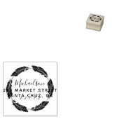 手描き羽毛ファミリ名差出人住所 ラバースタンプ (押印)