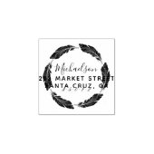 手描き羽毛ファミリ名差出人住所 ラバースタンプ (インプリント)