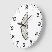 手描き羽毛ミニマル自然 ラージ壁時計 (傾斜)