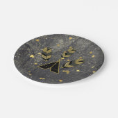 手描き羽毛&テペ金ゴールドブラックボホグラム ペーパープレート (アングル)