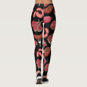 手描き肉製品パターンレギンス レギンス (裏面)