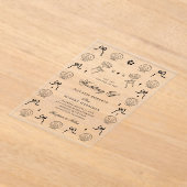 手描き航海の沿岸貝殻結婚の アクリル招待状 (レイダウン)