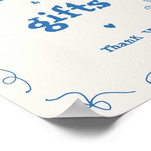 手描き花お洒落カードとギフトサイン ポスター (角)